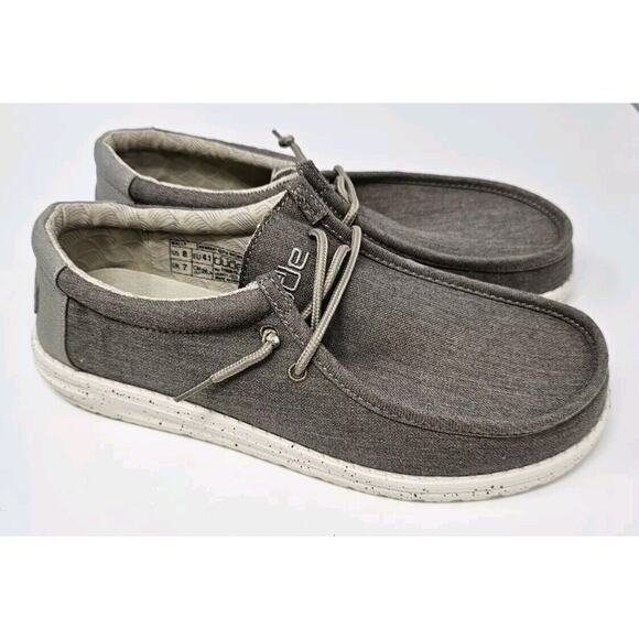 Hey Dude Wally Chambray Sepia Brown Slip On Lace Casual Comfort Shoe Men 8 New - Picture 11 of 16